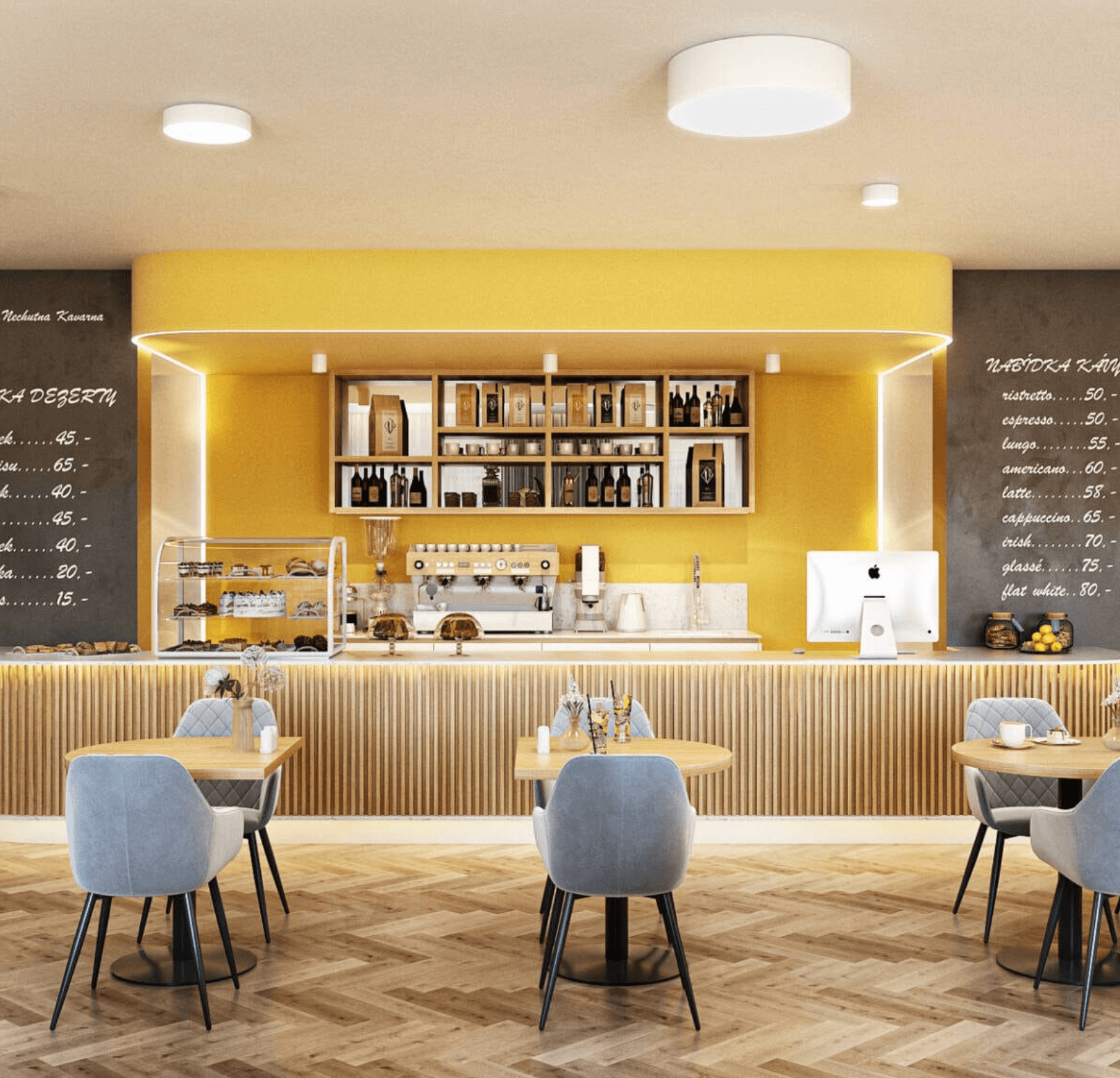 Návrh interiéru restaurace.